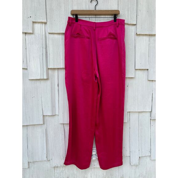 NWT Good American Washed Satin Wide Leg Pants‎ High Waist Love Potion Pink 12/31 - Picture 7 of 9